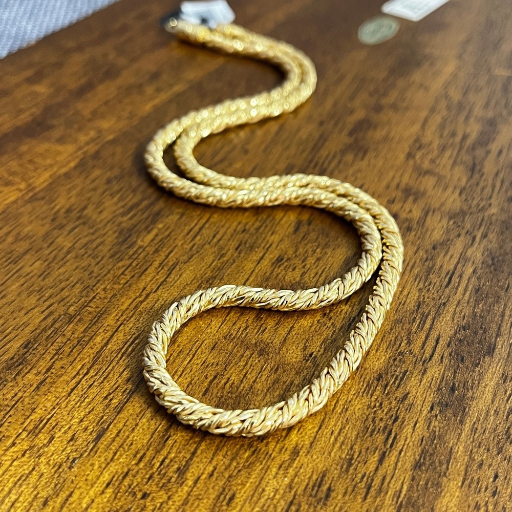 Esquire Rope Chain Necklace Men 22" Gold 14KYGP 925 Italy Classic Luxury Jewelry